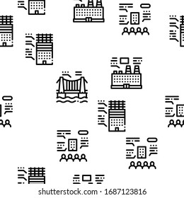 Bim Building Information Modeling Seamless Pattern Vector Thin Line. Illustrations
