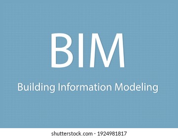 BIM Building Information Modeling text on grid background- vector illustration