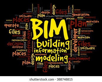 BIM - building information modeling word cloud, business concept