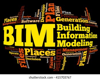 BIM - building information modeling word cloud, business concept