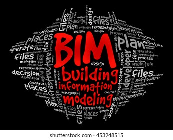 BIM - building information modeling word cloud, business concept