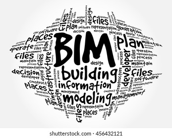 BIM - building information modeling word cloud, business concept