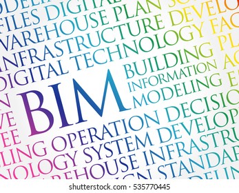 BIM - building information modeling word cloud, business concept