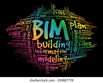 BIM - building information modeling word cloud, business concept