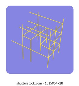 BIM, Building Information Modelling, Icon in line art style, Easy to edit, Vektor