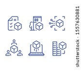 BIM concept, 3d modeling services, estate development, architecture visualization, vector line icon set