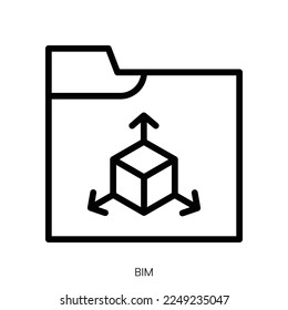 bim icon. Line Art Style Design Isolated On White Background