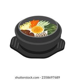 Bimbimbap In A Ttukbaegi Illustration Logo