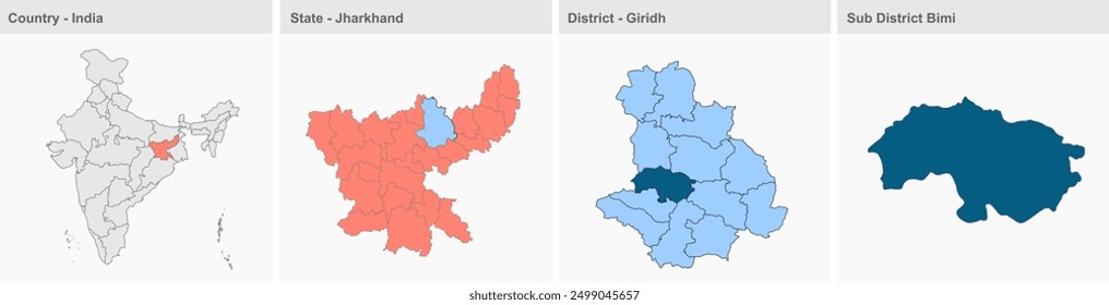 Bimi map (District Giridih, State Jharkhand, Republic of India), Giridih District, Jharkhand state, Republic of India, Government of Jharkhand, Indian territory, Eastern India, politics, tourism