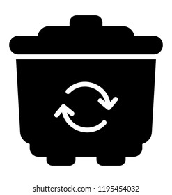 Bin with attached lid  conceptualizing recycle bin icon
