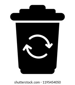 Bin with attached lid  conceptualizing recycle bin icon