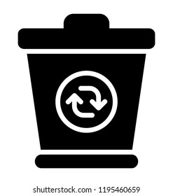 Bin with attached lid  conceptualizing recycle bin icon