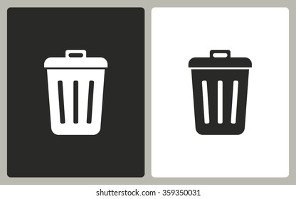 Bin  -  black and white icons. Vector illustration.