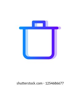 Bin blue purple gradient icon, remove and trash symbol