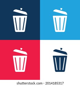 Bin blue and red four color minimal icon set