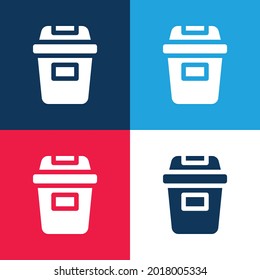 Bin blue and red four color minimal icon set