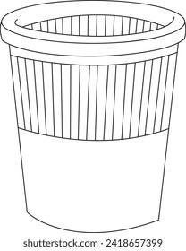 Bin cartoon black and white vector line art illustration