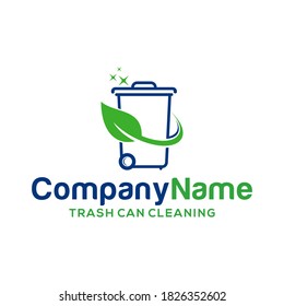 Bin cleaner logo design illustration, good for mascot, logo industry,  flat color, style with blue and green.