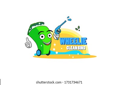 bin cleaner service logo vector illustration isolated with white background