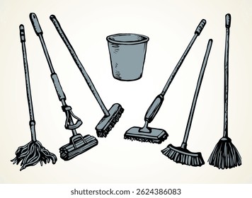 Bin for cleaning. Vector drawing
