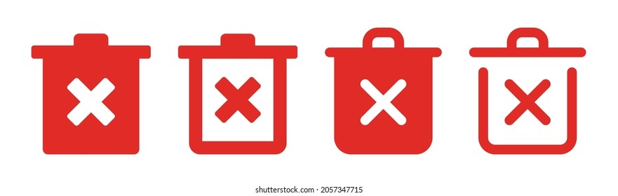 Papelera con icono de marca cruzada. Borrar ilustración vectorial de símbolo