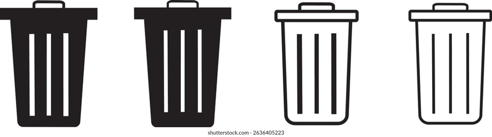 conjunto de ícones de exclusão da caixa. Ícone da cesta de reciclagem, ícone da lixeira,Ícones isolados do vetor Ícone da cesta de reciclagem, ícone Excluir ilustração do vetor,
