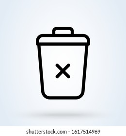 Bin delete line. Simple vector modern icon design illustration.