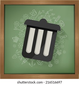 Bin design on blackboard background,clean vector