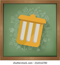 Bin design on blackboard background,clean vector