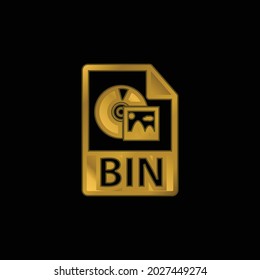 BIN File Format gold plated metalic icon or logo vector