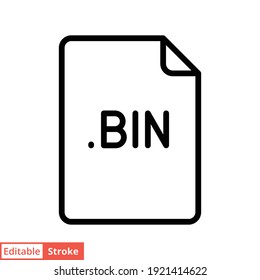 Icono de línea de formato de archivo BIN. Signo de estilo lineal para concepto móvil y diseño web. Símbolo sencillo de contorno. Ilustración vectorial aislada en fondo blanco. EPS de trazo editable 10.