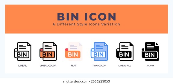 Bin file vector icons designed. icon symbol set.