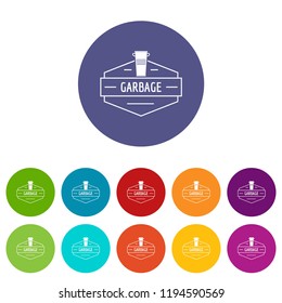 Bin garbage icons color set vector for any web design on white background
