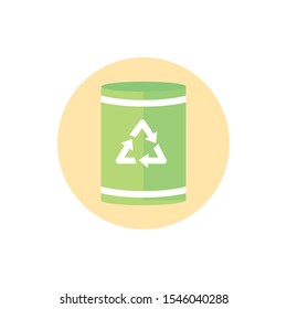 bin garbage recycle green energy block icon vector illustration