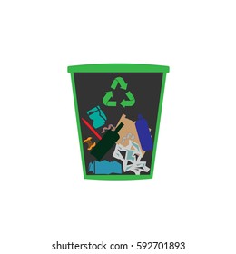 bin with garbage vector icon