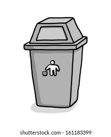bin in gray scale color / cartoon vector and illustration, isolated on white background.