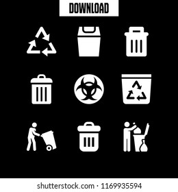 bin icon. 9 bin vector set. recycle bin, garbage can, trash and recycling icons for web and design about bin theme