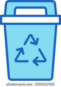 Bin Icon Blue Vector Illustration