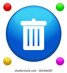 Bin icon button vector with 4 color backgrounds included
