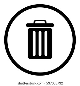 Bin icon in circle on white background