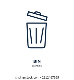 bin icon from cleaning collection. Thin linear bin, trash, clean outline icon isolated on white background. Line vector bin sign, symbol for web and mobile
