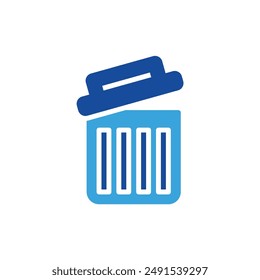 bin icon color or logo illustration glyph color blue style	

