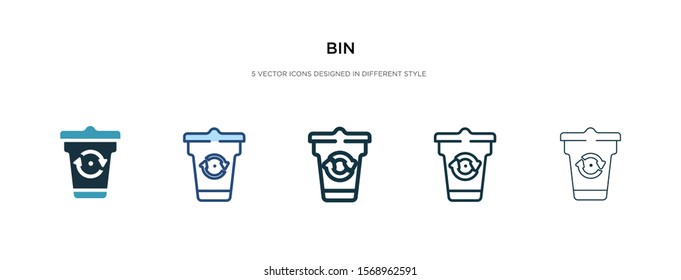 bin icon in different style vector illustration. two colored and black bin vector icons designed in filled, outline, line and stroke style can be used for web, mobile, ui