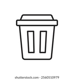 Bin icon Flat art in black and white isolated