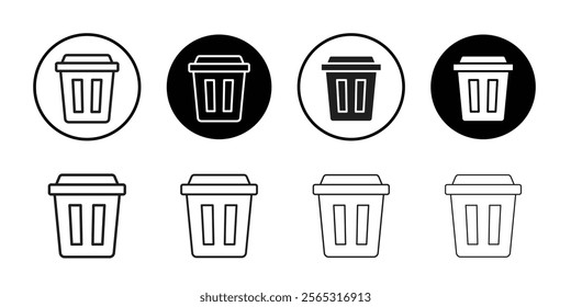 Bin icon Flat art in black and white isolated