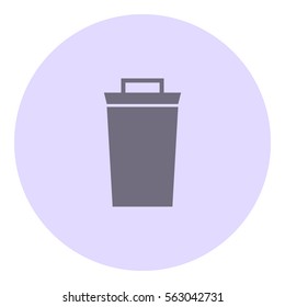 Bin icon - Flat design, glyph style icon - Gray enclosed in a circle