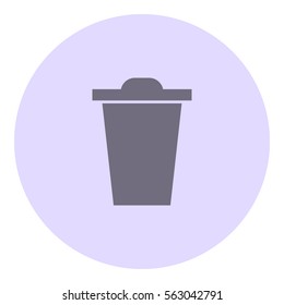 Bin icon - Flat design, glyph style icon - Gray enclosed in a circle