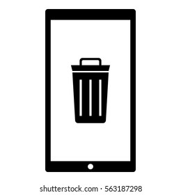 Bin icon - Flat design, glyph style icon - Gray enclosed in a phone