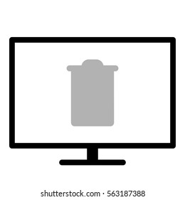 Bin icon - Flat design, glyph style icon - Gray enclosed in a screen