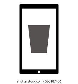 Bin icon - Flat design, glyph style icon - Gray enclosed in a phone